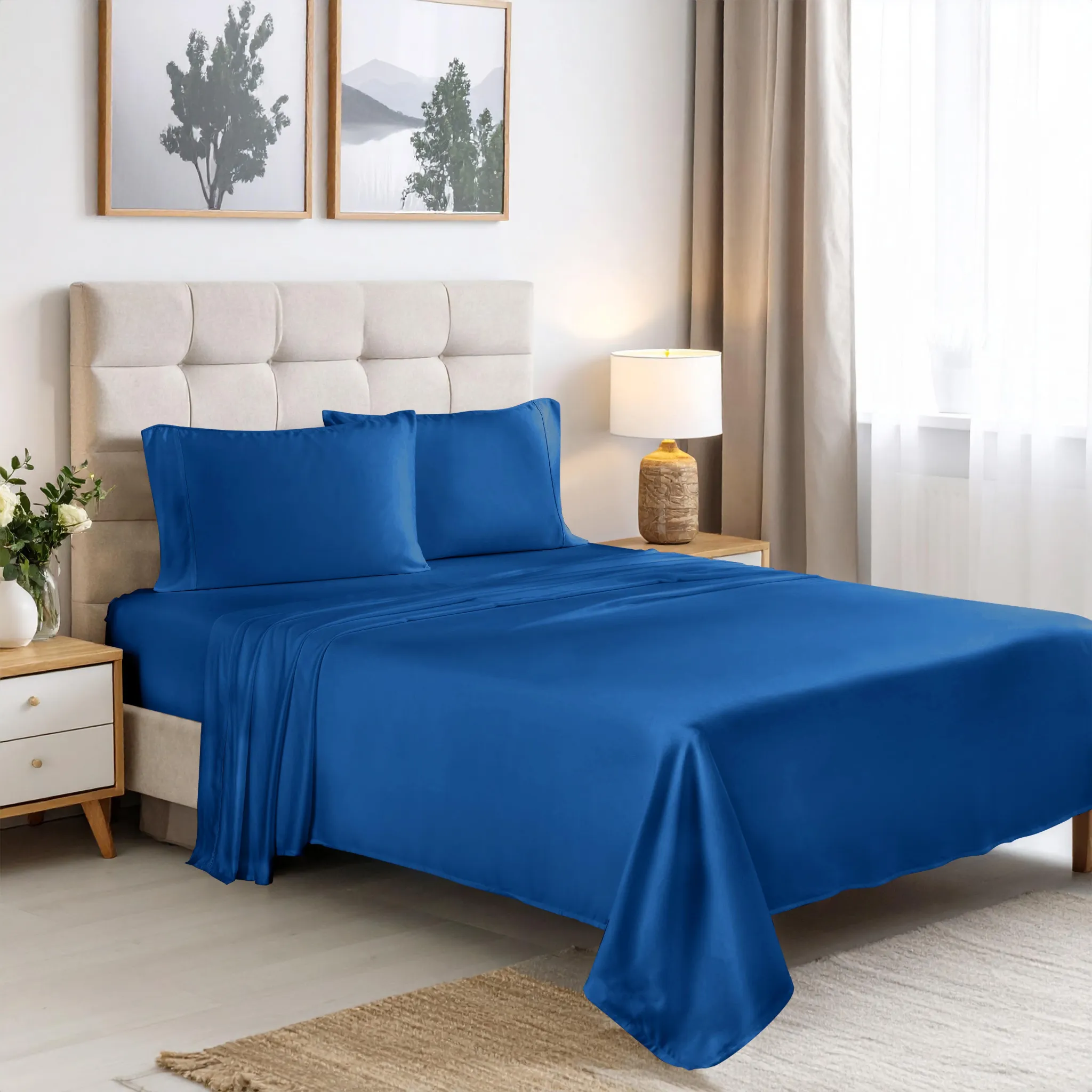 Oversized Bamboo Rayon Sheet Set Smoke Blue