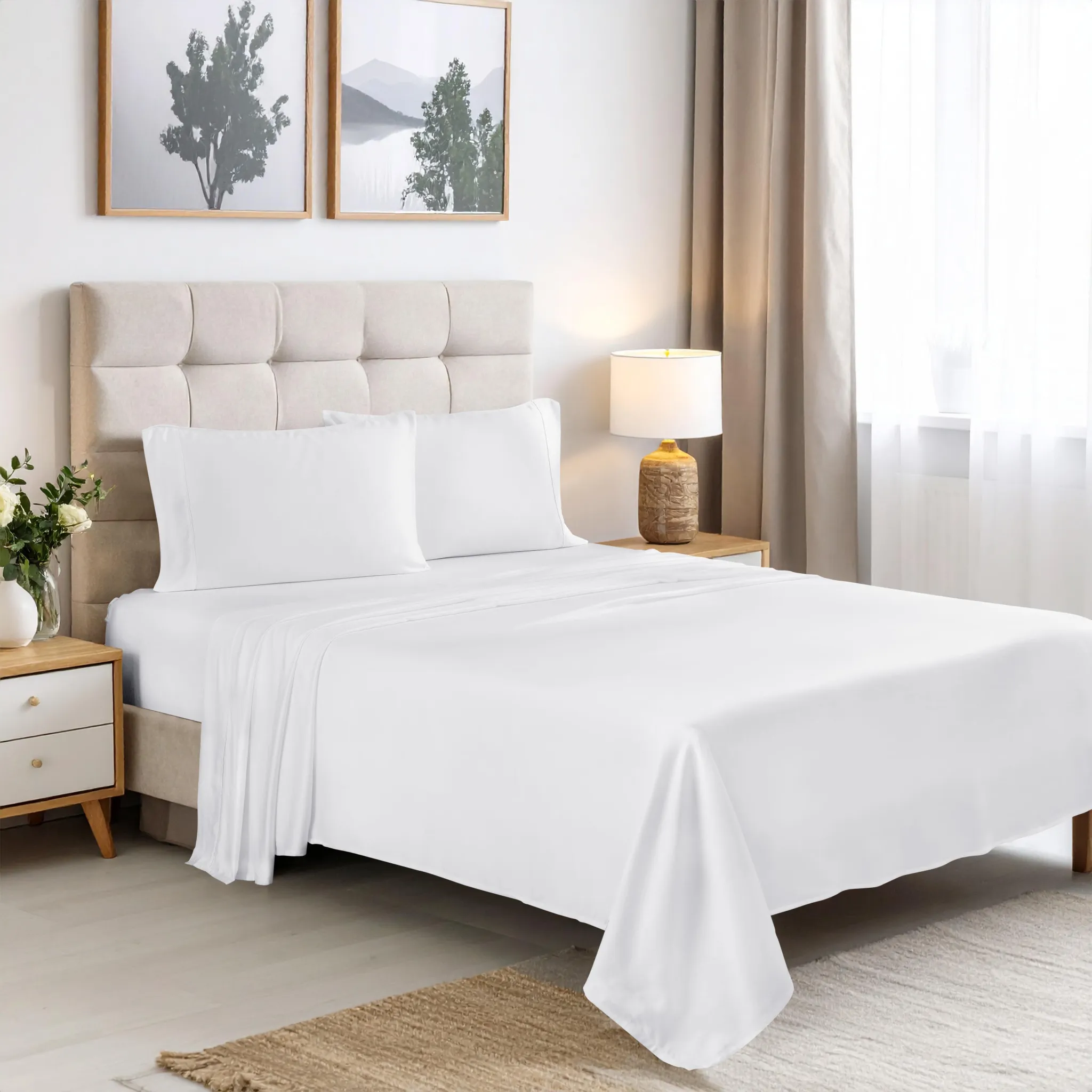 Oversized Bamboo Rayon Sheet Set White