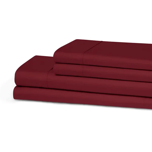 Burgundy Anti Microbial Bed Sheets Set 300 Threadcount Cotton