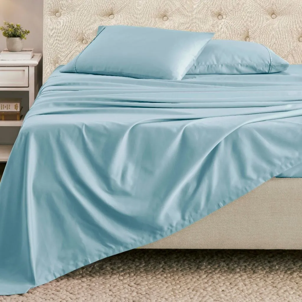 1500 Thread Count Cotton Microfiber Sheet Set Light Blue