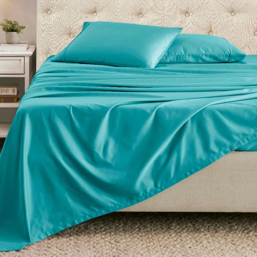 1500 Thread Count Cotton Microfiber Sheet Set Teal