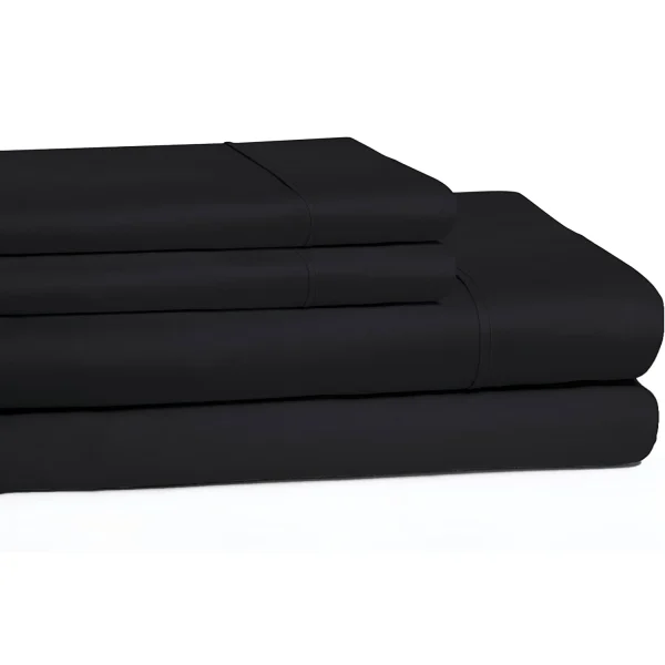 Cotton Sheet Set Black Flat Fitted Sheets And Pillowcases