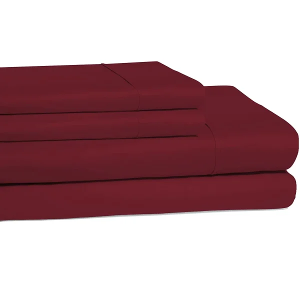 Cotton Sheet Set Burgundy Flat Fitted Sheets And Pillowcases