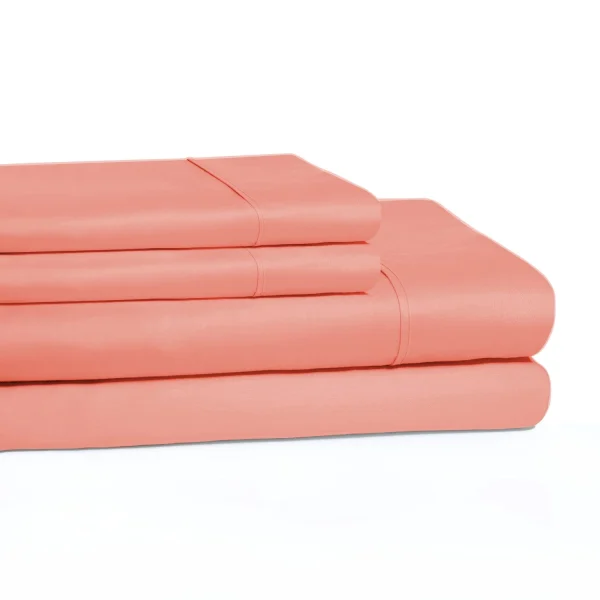 Cotton Sheet Set Coral Flat Fitted Sheets And Pillowcases