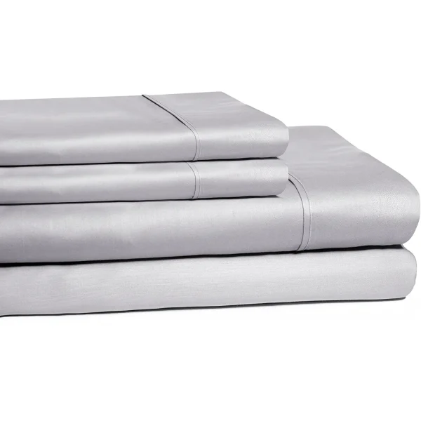 Cotton Sheet Set Light Grey Flat Fitted Sheets And Pillowcases