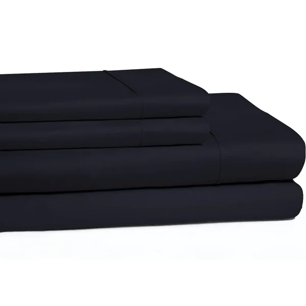 Cotton Sheet Set Navy Blue Flat Fitted Sheets And Pillowcases