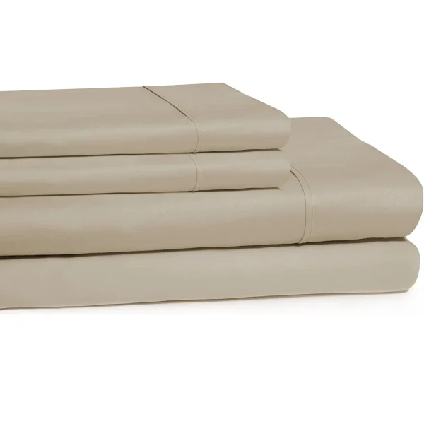 Cotton Sheet Set Tan Flat Fitted Sheets And Pillowcases