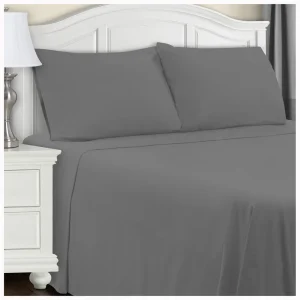 Flannel Bed Sheet Set Cotton Sheets Pillowcases Grey