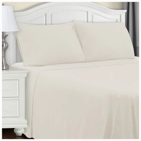 Flannel Bed Sheet Set Cotton Sheets Pillowcases Ivory