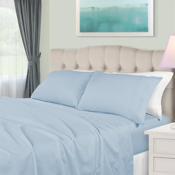 Luxurious 650 Thread Count Egyptian Cotton Bed Sheet Set Baby Blue