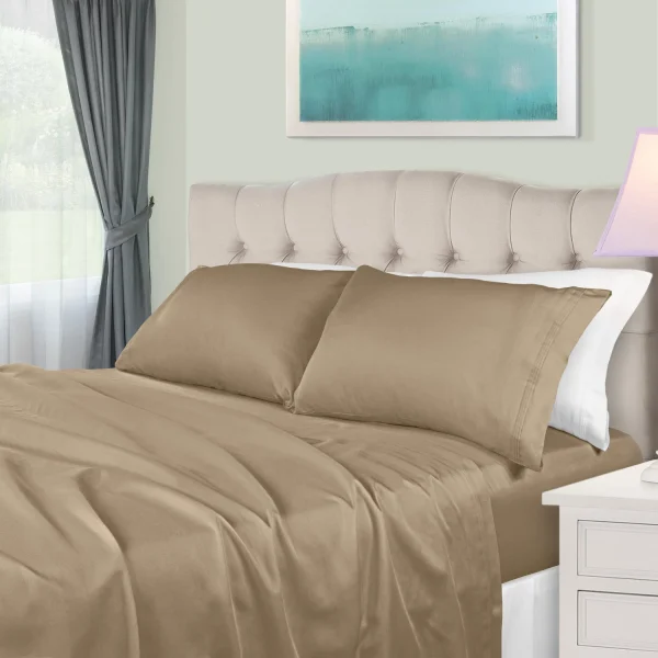 Luxurious 650 Thread Count Egyptian Cotton Bed Sheet Set Taupe