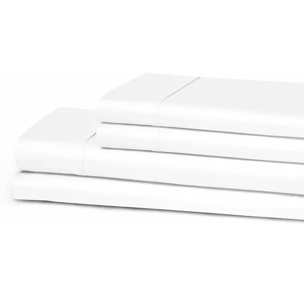 White Anti Microbial Bed Sheets Set 300 Threadcount Cotton
