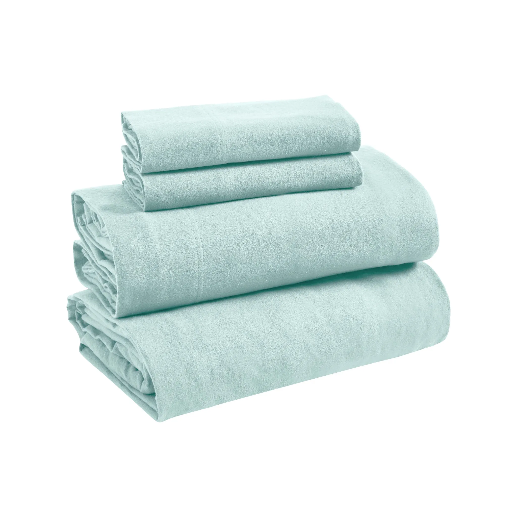 Flannel Bed Sheet Set Light Blue