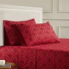 Trellis Flannel Bed Sheet Set Cotton Burgundy