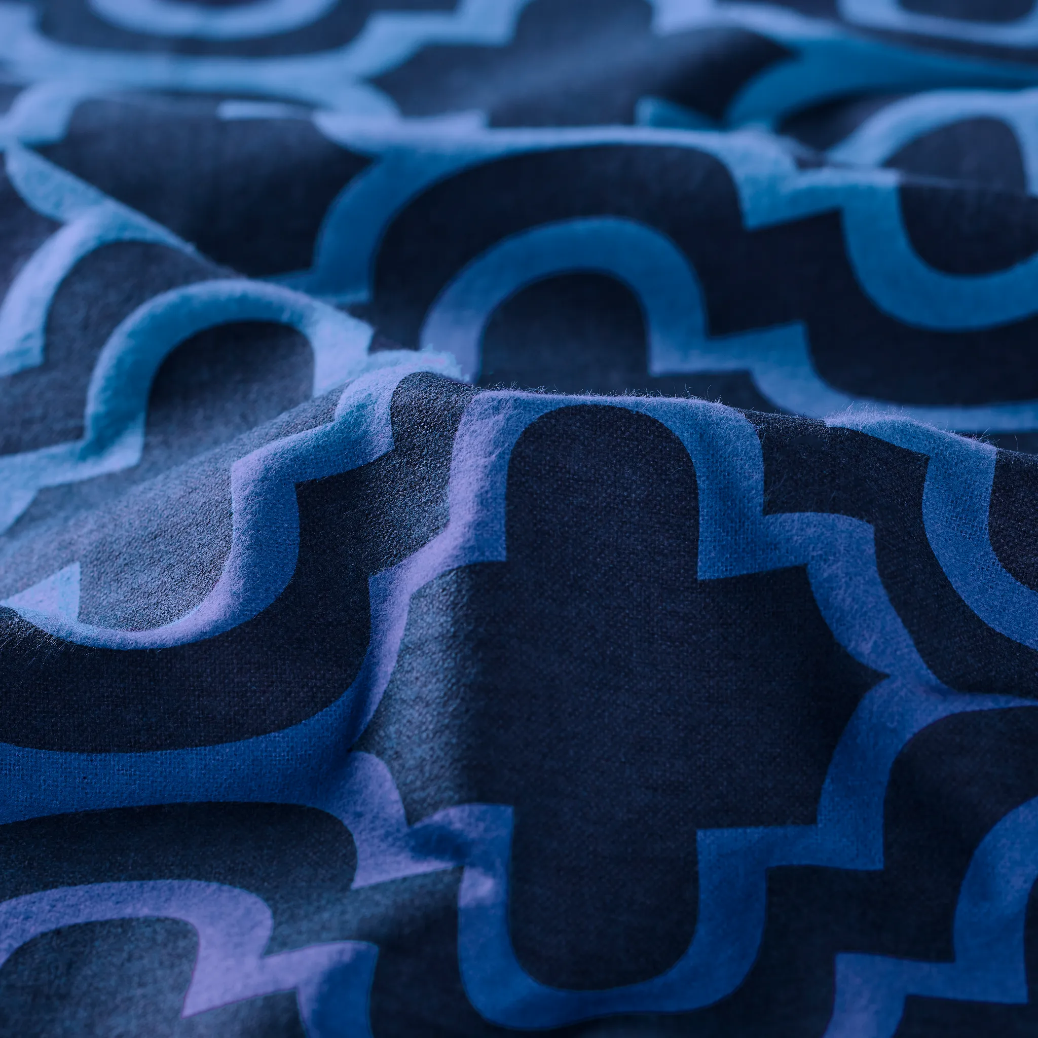 Trellis Flannel Bed Sheet Set Cotton Sheets Navy Blue