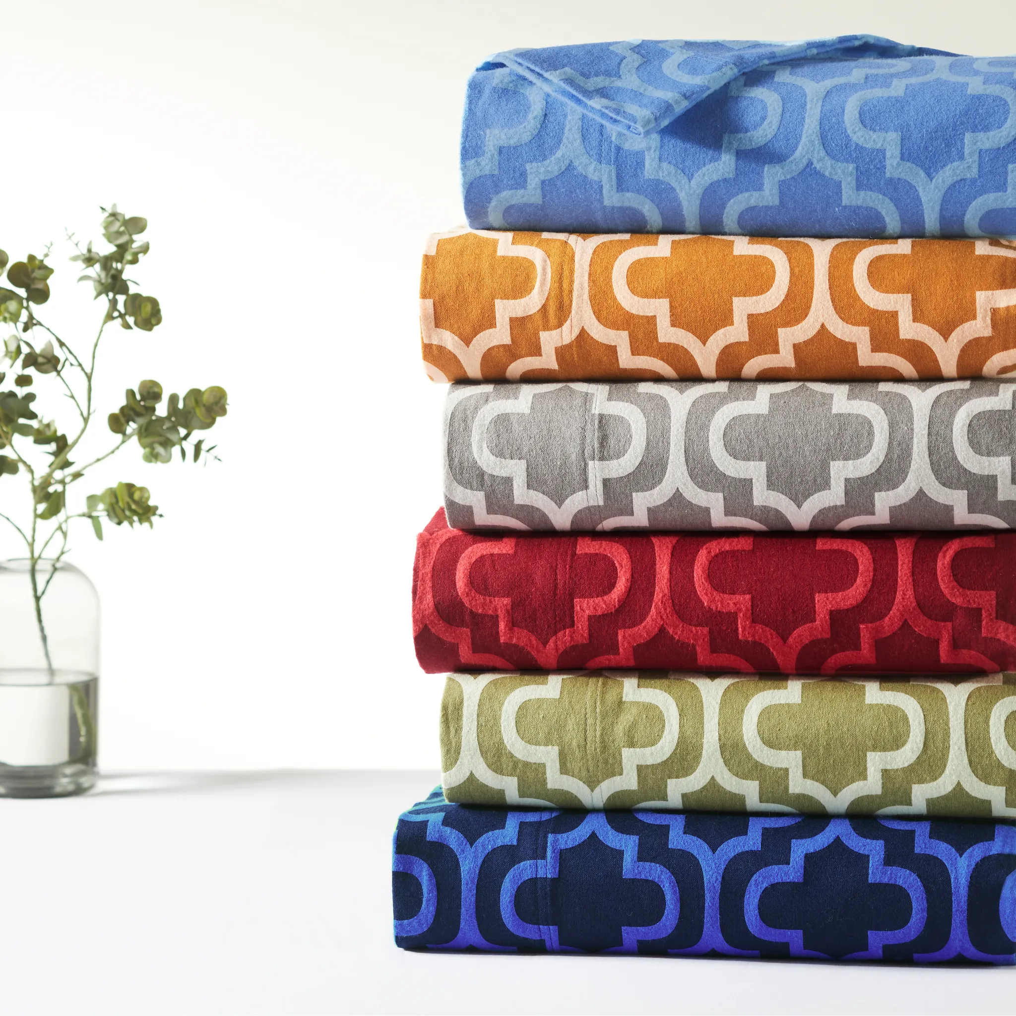 Trellis Flannel Bed Sheet Set Cotton Sheets Pillowcases