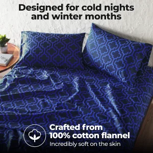 Trellis Flannel Bed Sheet Set Soft Fuzzy Cotton Sheets