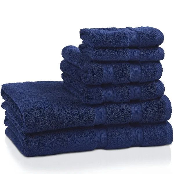 400 Gsm Cotton Towel Set Of 6 Navy Blue