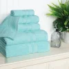 500 Gsm Cotton Towel Set Of 6 Quick Drying Bath Towels Cyan