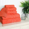 500 Gsm Cotton Towel Set Of 6 Quick Drying Bath Towels Tangerine