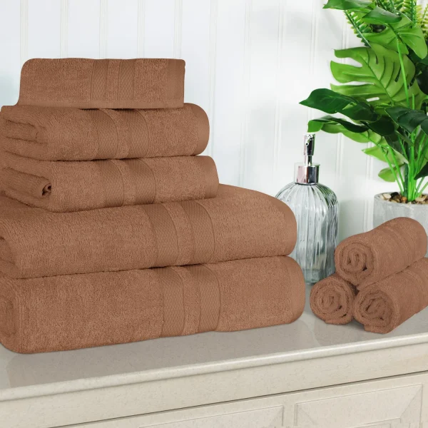 500 Gsm Cotton Towel Set Of 8 Quick Drying Bath Towels Chocolate