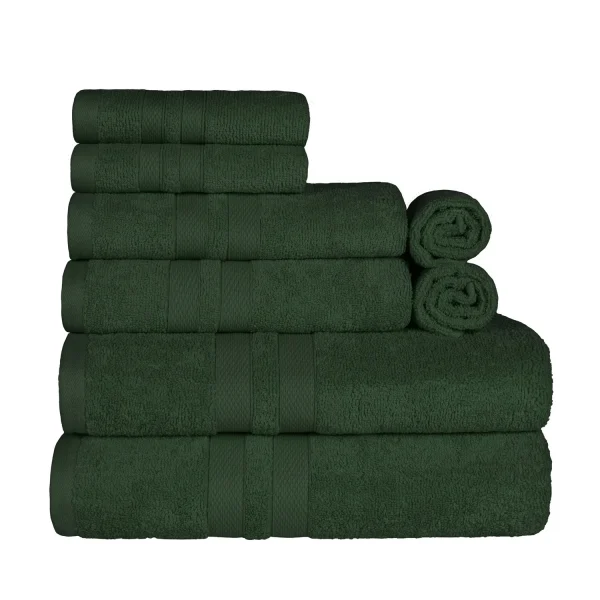 500 Gsm Cotton Towel Set Of 8 Soft Absorbent Hand Face Bath Towels Hunter Green