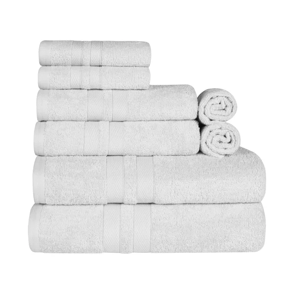 500 Gsm Cotton Towel Set Of 8 Soft Absorbent Hand Face Bath Towels Silver