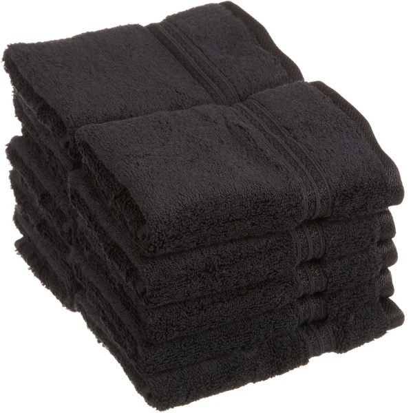 600 Gsm Egyptian Cotton Face Towel Set Of 10 Soft Plush Facecloths Black