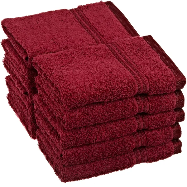 600 Gsm Egyptian Cotton Face Towel Set Of 10 Soft Plush Facecloths Burgundy