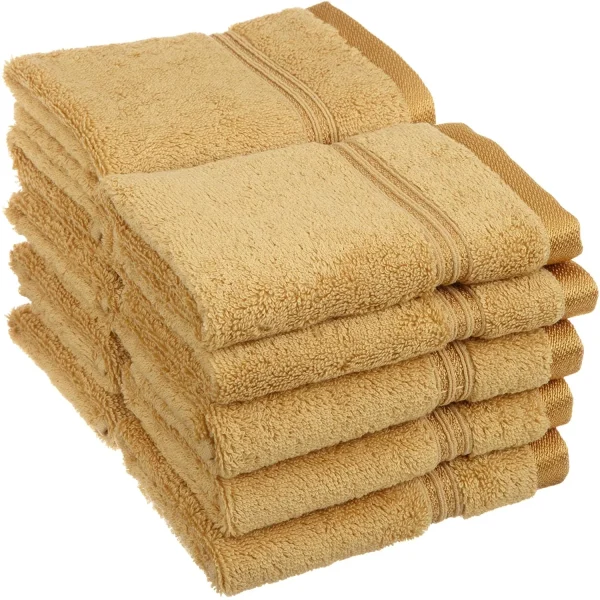 600 Gsm Egyptian Cotton Face Towel Set Of 10 Soft Plush Facecloths Gold