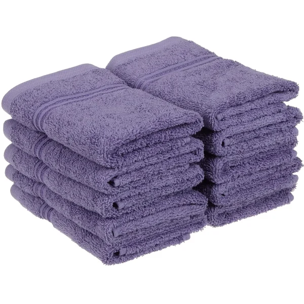 600 Gsm Egyptian Cotton Face Towel Set Of 10 Soft Plush Facecloths Royal Purple