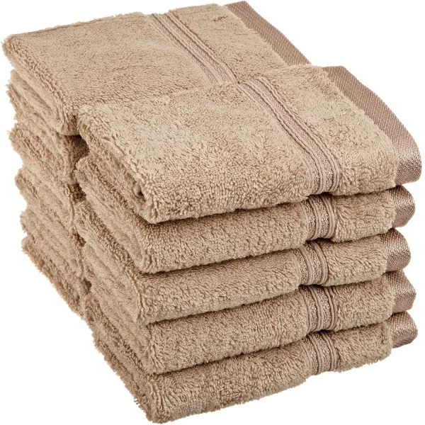 600 Gsm Egyptian Cotton Face Towel Set Of 10 Soft Plush Facecloths Taupe