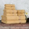 600 Gsm Egyptian Cotton Towel Set Of 8 Plush Absorbent Gold