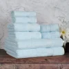 600 Gsm Egyptian Cotton Towel Set Of 8 Plush Absorbent Light Blue