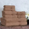 600 Gsm Egyptian Cotton Towel Set Of 8 Plush Absorbent Mocha Brown
