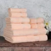600 Gsm Egyptian Cotton Towel Set Of 8 Plush Absorbent Peach
