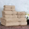 600 Gsm Egyptian Cotton Towel Set Of 8 Plush Absorbent Taupe