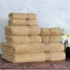 600 Gsm Egyptian Cotton Towel Set Of 8 Plush Absorbent Toast