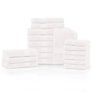 650 Gsm Bath Towel Set Of 18 Bamboo Rayon Cotton Towels White