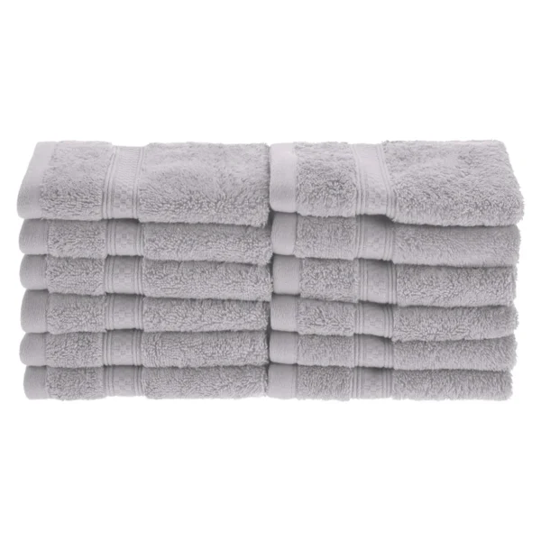 650 Gsm Face Towel Set Of 12 Bamboo Rayon Cotton Facecloths Chrome