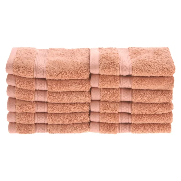 650 Gsm Face Towel Set Of 12 Bamboo Rayon Cotton Facecloths Salmon