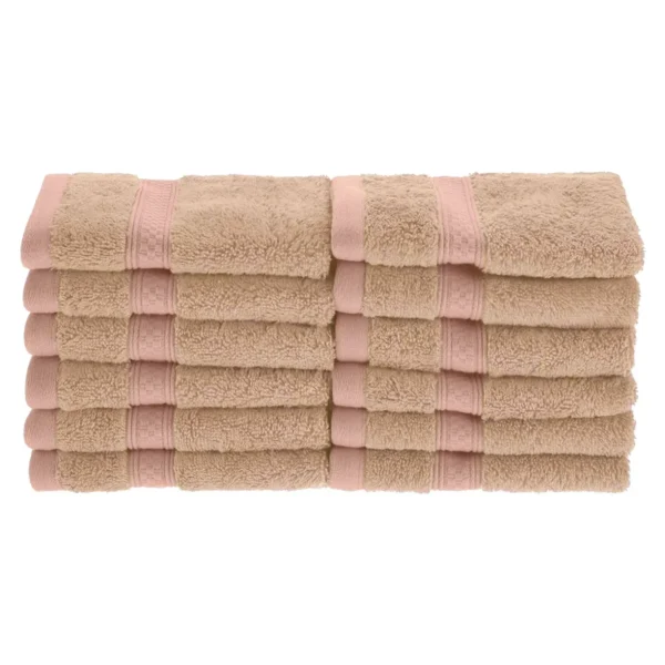650 Gsm Face Towel Set Of 12 Bamboo Rayon Cotton Facecloths Sand