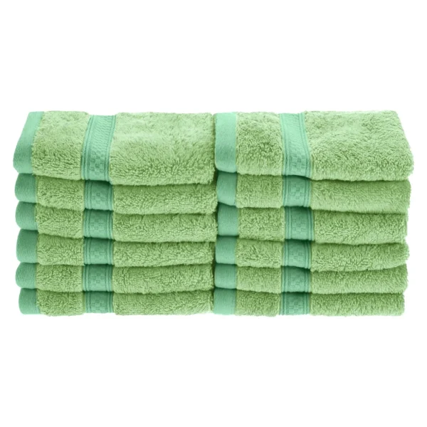 650 Gsm Face Towel Set Of 12 Bamboo Rayon Cotton Facecloths Spring Green
