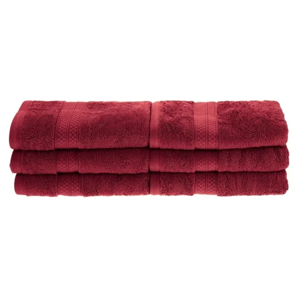650 Gsm Hand Towel Set Of 6 Bamboo Rayon Cotton Washcloths Crimson Red