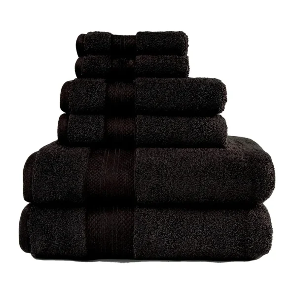 800 Gsm Turkish Cotton Towel Set Of 6 Soft Absorbent Hand Face Bath Towels Black
