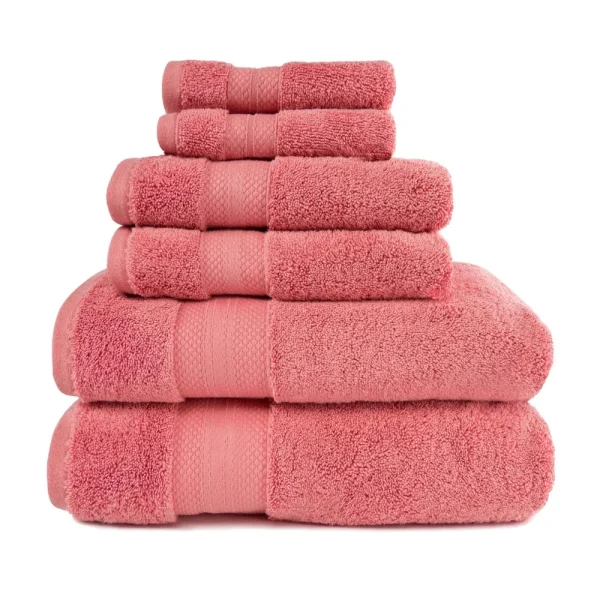 800 Gsm Turkish Cotton Towel Set Of 6 Soft Absorbent Hand Face Bath Towels Coral