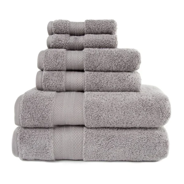 800 Gsm Turkish Cotton Towel Set Of 6 Soft Absorbent Hand Face Bath Towels Gray