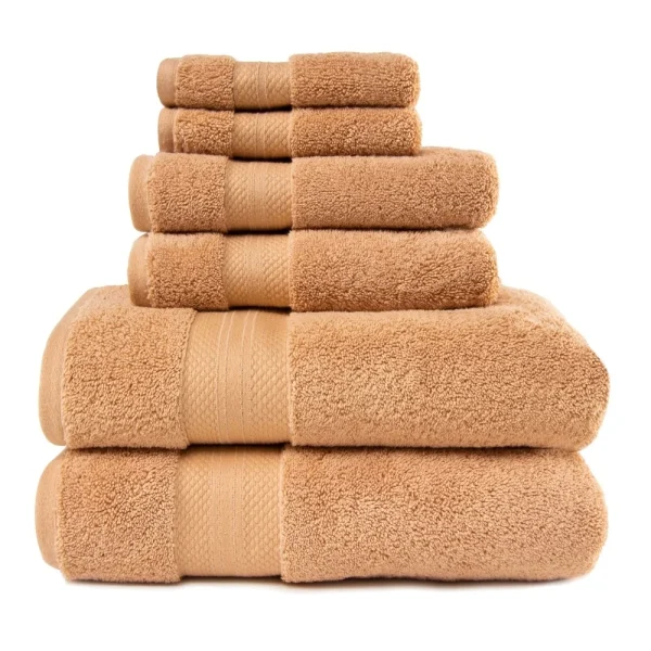 800 Gsm Turkish Cotton Towel Set Of 6 Soft Absorbent Hand Face Bath Towels Hazelnut