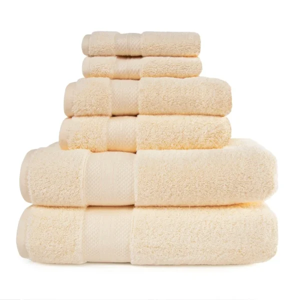 800 Gsm Turkish Cotton Towel Set Of 6 Soft Absorbent Hand Face Bath Towels Ivory