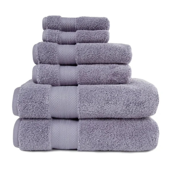 800 Gsm Turkish Cotton Towel Set Of 6 Soft Absorbent Hand Face Bath Towels Purple